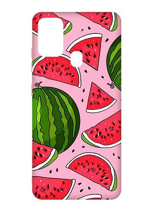 Матовий рожевий чохол на samsung galaxy m30s/m21 :: кавуни (принт 341)
