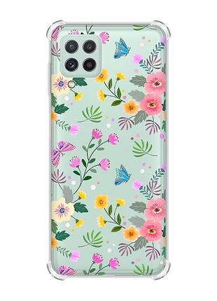 Чехол с утолщёнными углами на samsung galaxy m32/a22/m22 4g :: цветочный фон (принт 369)