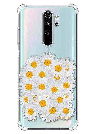 Чехол с утолщёнными углами на xiaomi redmi note 8 pro :: букет ромашек (принт 40)
