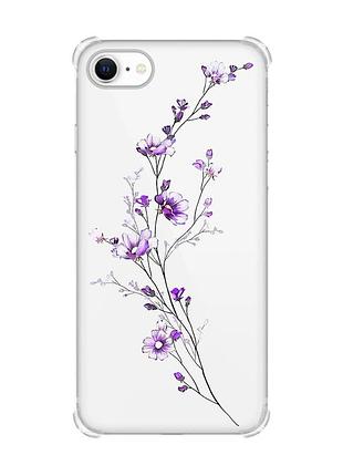 Чохол з потовщеними кутами на iphone 7/ 7s/ 8/ 8s :: гілочка квітів (принт 278)