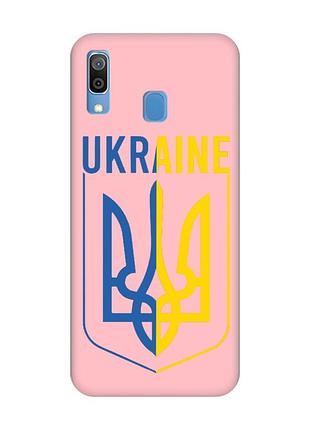 Матовый розовый чехол на samsung galaxy a30 (2019) / a20 (2019) тризуб (принт 254)