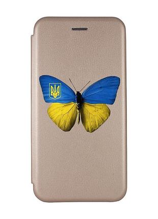 Чехол-книжка с рисунком для xiaomi redmi 9c/10a золотой :: бабочка украина (принт 255)