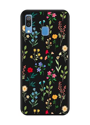 Матовий чорний чохол на samsung galaxy a30 (2019)/a20 (2019) квітковий фон (принт 269)