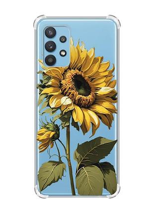 Чехол с утолщёнными углами для samsung galaxy a32 :: подсолнечник (принт 274)