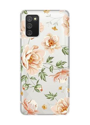 Прозрачный чехол для samsung galaxy a02s :: цветы пастельные (принт 277)