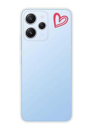 Прозрачный чехол для xiaomi redmi 12 :: сердечко красное (принт 46)