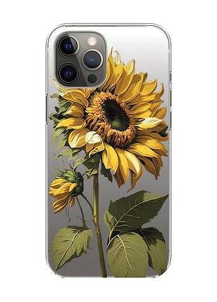 Прозрачный чехол на iphone 12 pro max :: подсолнечник (принт 274)