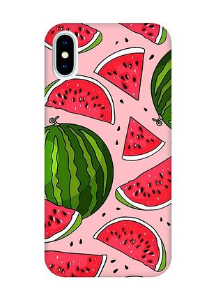 Матовий рожевий чохол на iphone x / xs :: кавуни (принт 341)