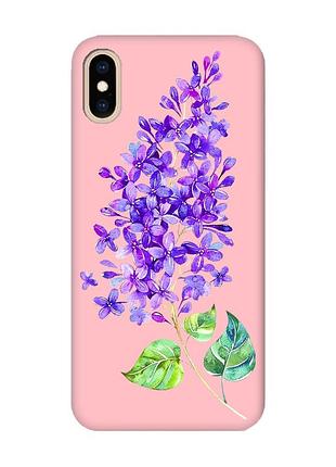 Матовый розовый чехол на iphone xs max :: веточка сирени (принт 280)