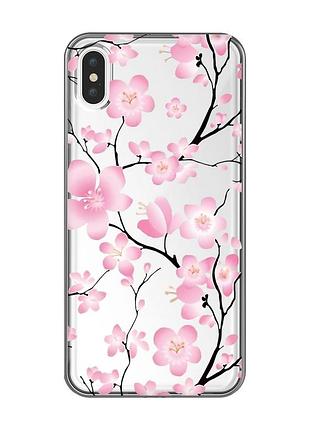 Прозрачный чехол на iphone xs max :: цветущая сакура (принт 282)