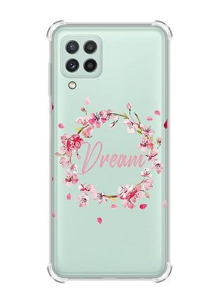 Чехол с утолщёнными углами на samsung galaxy a22 5g / a22s 5g :: веночек из сакуры (принт 284)