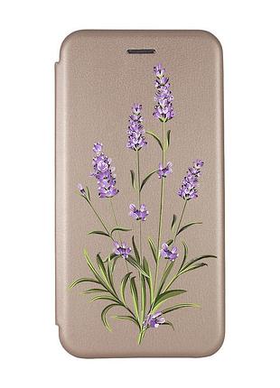 Чохол-книжка з малюнком для xiaomi redmi note 8 pro золотий :: гілочки лаванди (принт 266)