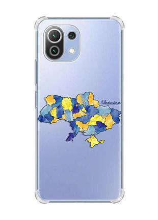 Чохол з потовщеними кутами на xiaomi mi 11 lite :: карта україни (принт 261)
