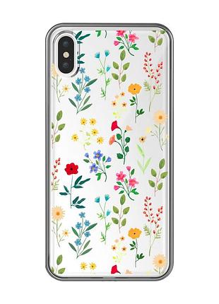 Прозрачный чехол на iphone xs max :: цветочный фон (принт 269)
