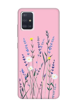 Матовый розовый чехол на samsung galaxy a71 / a715 :: полевые цветы (принт 270)