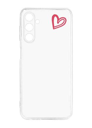 Прозрачный силиконовый чехол для samsung galaxy m14 :: сердечко красное (принт 46)