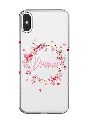 Прозрачный чехол на iphone x/xs :: веночек из сакуры (принт 284)