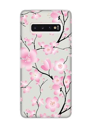Прозрачный чехол на samsung galaxy s10 :: цветущая сакура (принт 282)