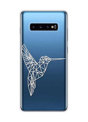 Прозрачный чехол на samsung galaxy s10 plus :: колибри (принт 123)