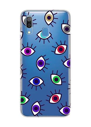Прозорий чохол на samsung galaxy a30 (2019)/a20 (2019) різнокольорові очі (принт 336)