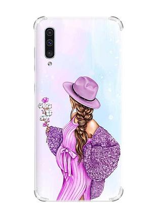 Чохол з потовщеними кутами на samsung galaxy а50 (2019) а505 :: в очікуванні дівчинки (принт 223)