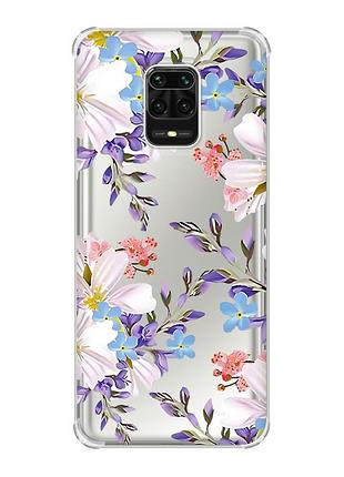 Чехол с утолщёнными углами на xiaomi redmi note 9 pro/ 9s/ 9 pro max :: цветочный рисунок (принт 272)