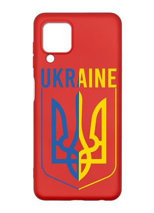 Матовый красный чехол на samsung galaxy m32/a22/m22 4g :: тризуб (патриотический принт 254)
