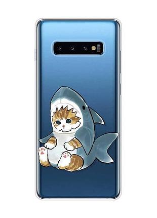 Прозрачный чехол на samsung galaxy s10 plus :: котёнок (принт 120)