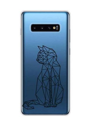 Прозрачный чехол на samsung galaxy s10 plus кошечка (принт 124)