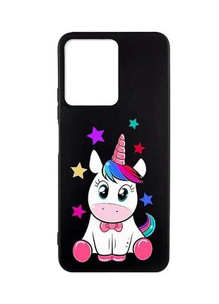 Матовий чорний чохол на xiaomi redmi note 12 єдиноріг (принт 102)