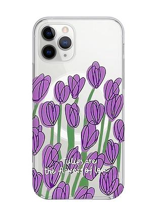 Магнітний чохол на iphone 11 pro max із підтримкою magsafe :: тюльпани (принт 265)