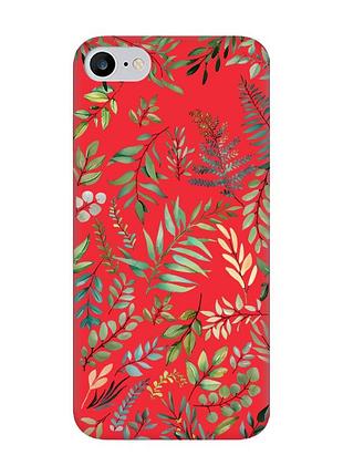 Матовий червоний чохол на iphone 7/ iphone 8 :: рослинний фон (принт 377)