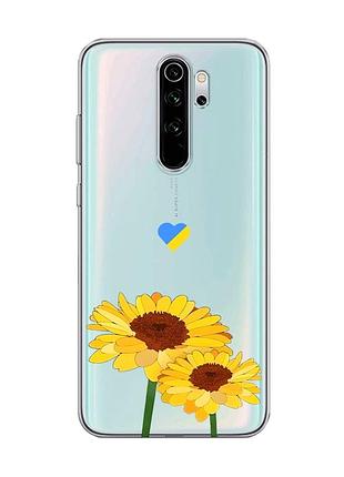 Прозрачный чехол на xiaomi redmi note 8 pro :: желтые цветы (принт 364)