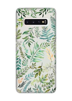 Прозрачный чехол на samsung galaxy s10 :: растительный фон (принт 377)