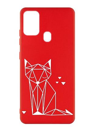 Матовий червоний чохол на samsung galaxy m30s/m21 :: лисиця (принт 127)