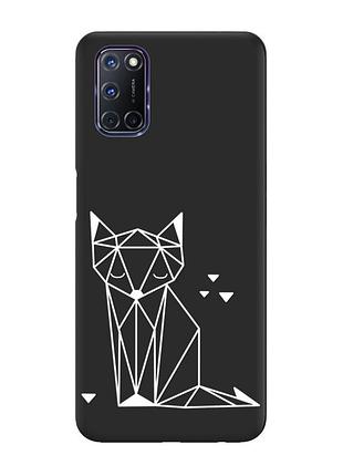 Матовий чорний чохол на oppo a52/a72/a92 :: лисиця (принт 127)