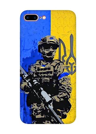 Матовий чохол з червоними боками на iphone 7 plus/8 plus :: солдат (принт 350)