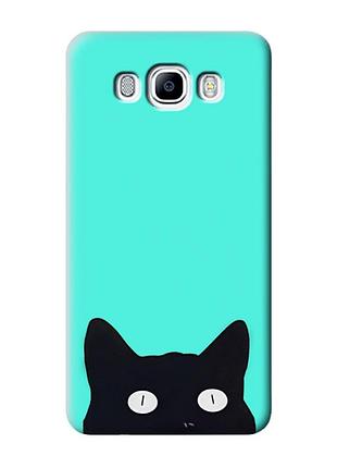 Матовый бирюзовый чехол на samsung galaxy j7(2016) j710 :: кошечка (принт 119)