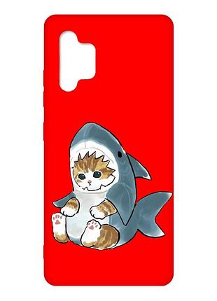 Матовый красный чехол на samsung galaxy a32 :: котёнок (принт 120)