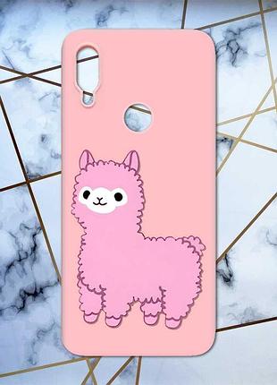 Матовий чохол з рожевими боками на xiaomi redmi note 7/7 pro :: лама рожева /принт 100/