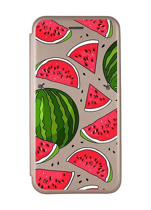 Чохол-книжка з малюнком для samsung galaxy a03s золотий :: кавуни (принт 341)