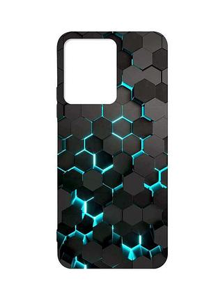 Матовый чехол с черными боками на xiaomi redmi note 12 соты 3d (принт 357)