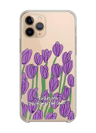 Прозрачный чехол на iphone 11 pro :: тюльпаны (принт 265)