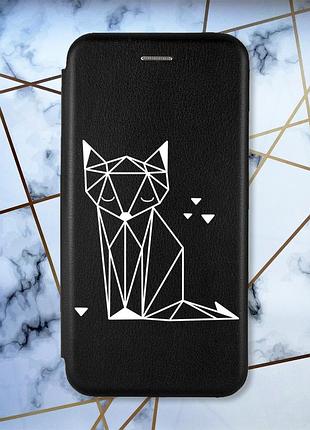 Чохол-книжка з малюнком на xiaomi redmi note 7/7 pro :: чорний :: лисиця /принт 127/