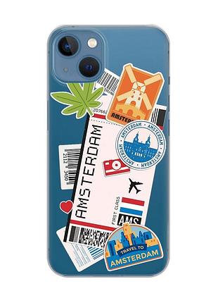 Прозрачный чехол на iphone 13 :: путешествия. амстердам (принт 327)