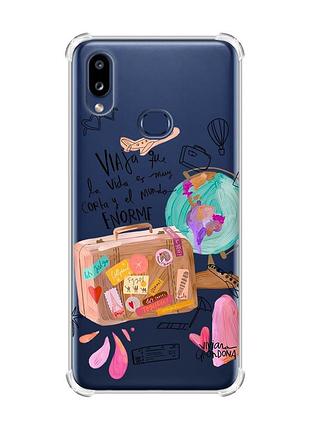 Чехол с утолщенными углами на samsung galaxy a10s (a107) :: настроение путешествовать (принт 329)
