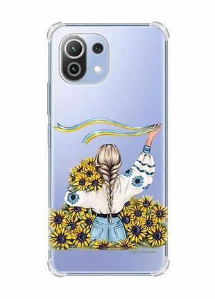Чохол з потовщеними кутами на xiaomi mi 11 lite :: дівчина зі стрічкою (принт 25)