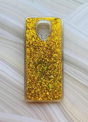 Чехол с плавающими блестками на xiaomi redmi note 9 pro/note 9s/note 9 pro max золотой