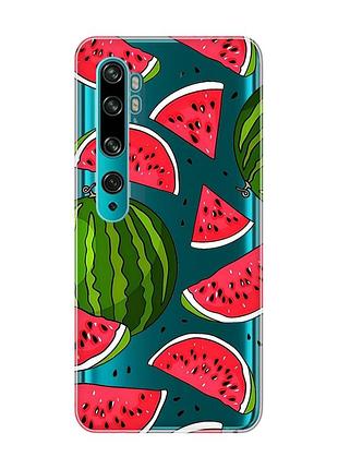 Прозрачный чехол на xiaomi mi note 10/note 10 pro :: арбузы (принт 341)