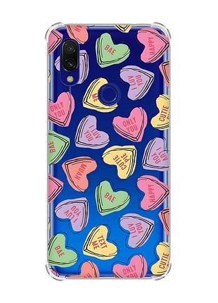 Чохол з потовщеними кутами на xiaomi redmi 7 :: сердечка з текстом /принт 333/